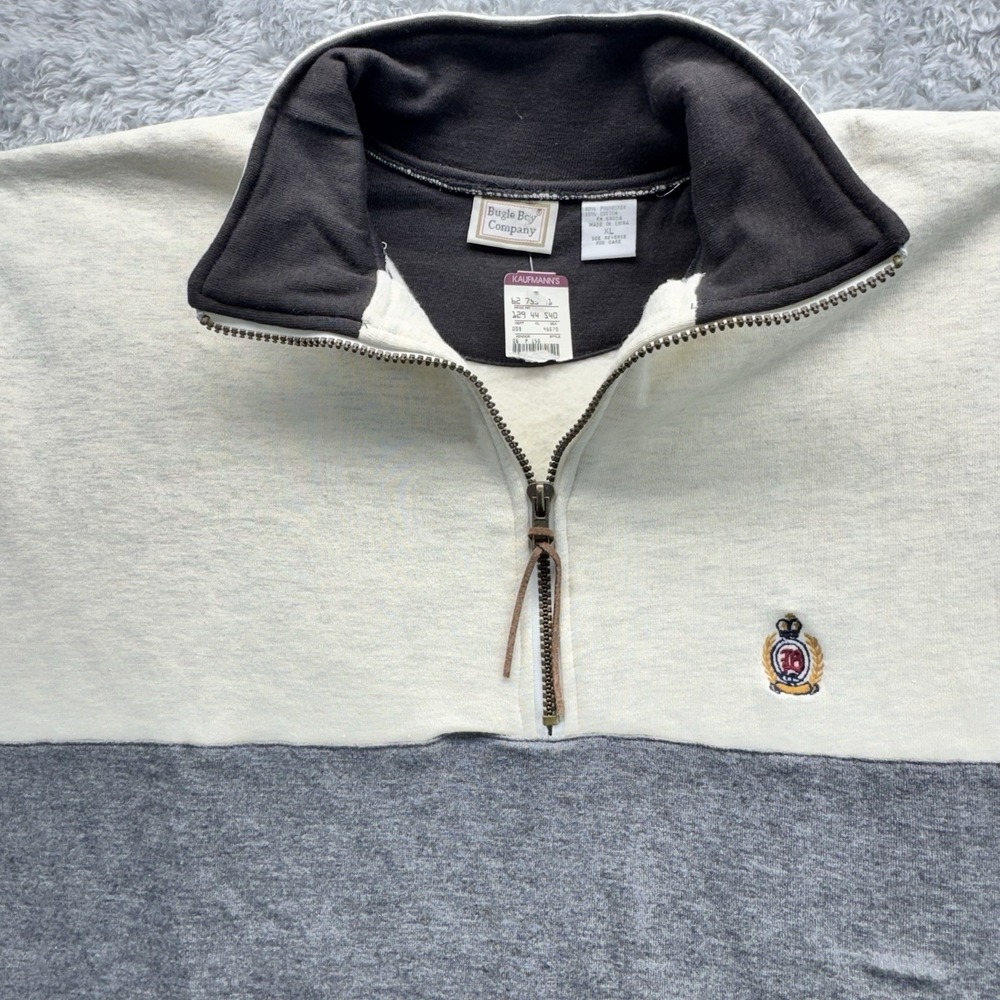 Vintage Bugle Boy 90s Y2K 1/4 Zip Pullover XL Colorblock Fleece Lined NWT NOS - Picture 2 of 11